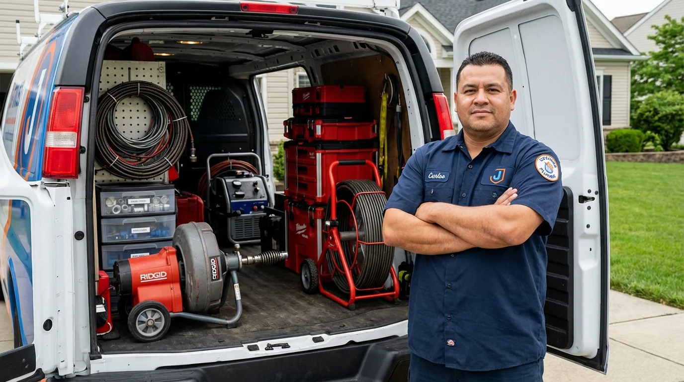 Professional drain cleaning equipment and Johns Plumbing LLC plumber in Astor