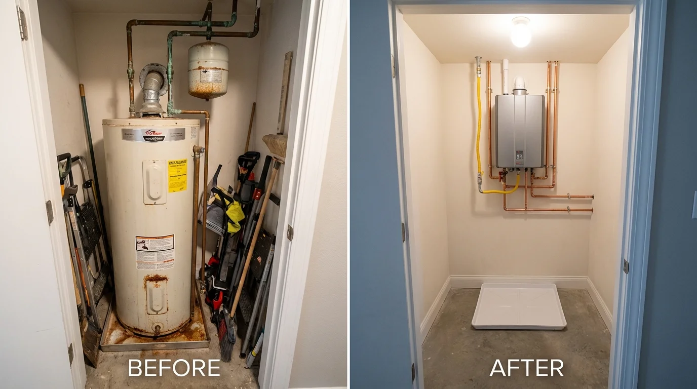 Tank water heater versus wall-mounted tankless unit comparison for Astor, FL homeowners