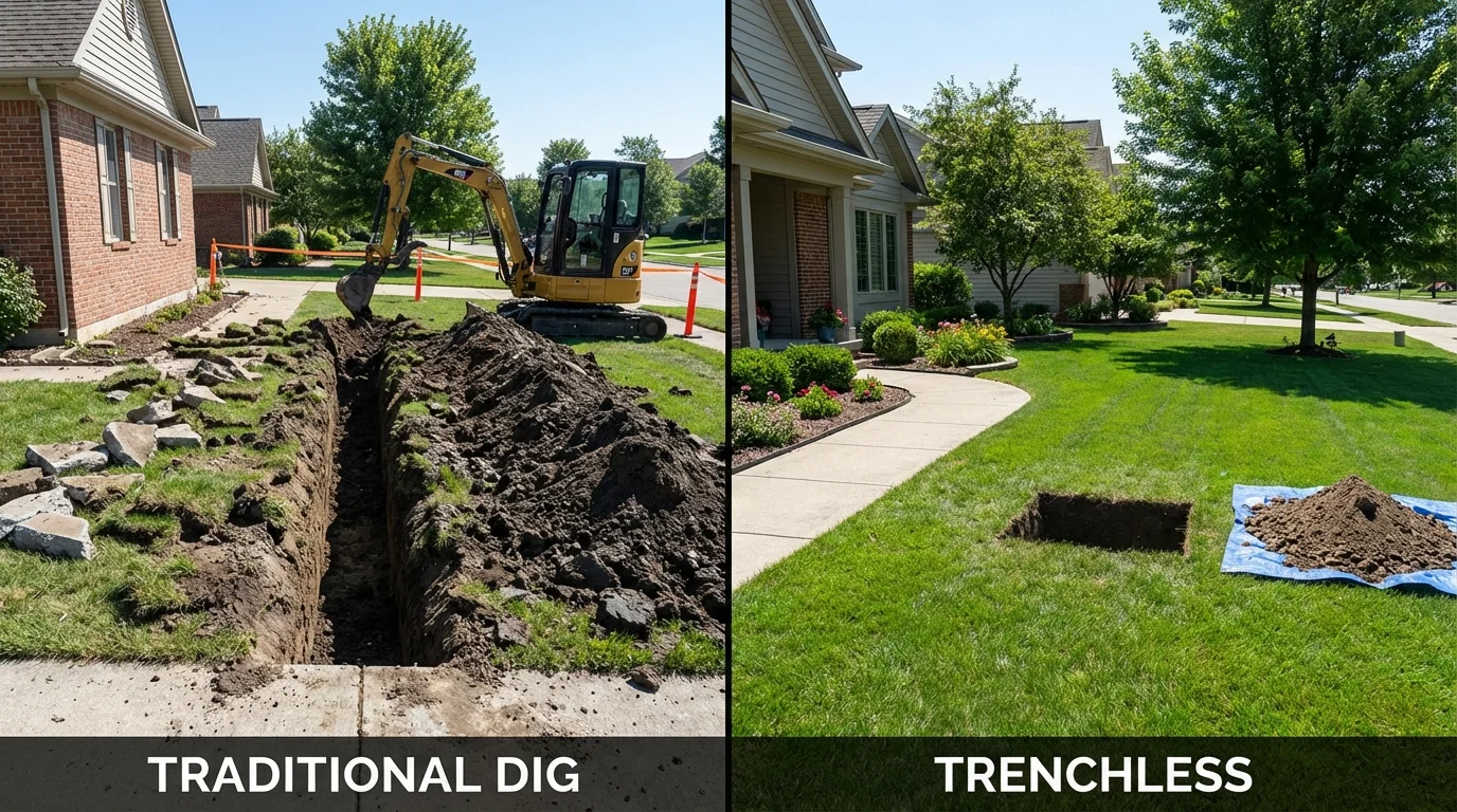 Trenchless sewer repair with minimal yard damage versus traditional excavation in Astor, FL